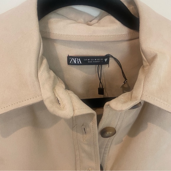 NWOT | Zara Faux Suede Button Up Mini Dress - Tan - Medium - Picture 10 of 10